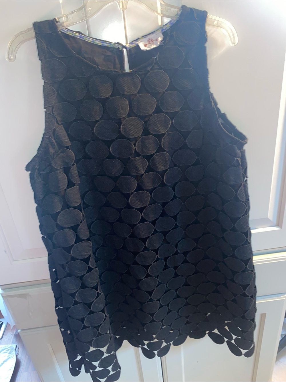 R2 Black Sleeveless Circle Appliqué Dress